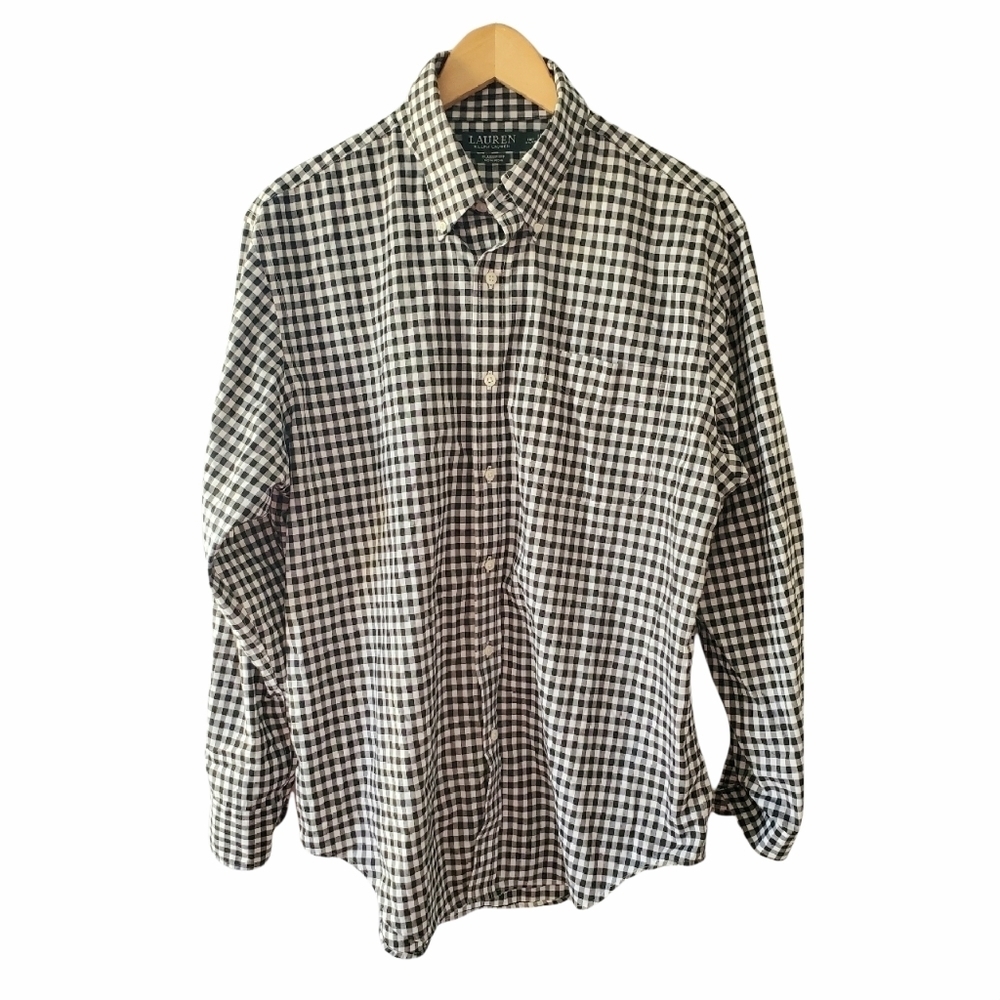 Ralph Lauren Black and White Gingham Oxford 16.5 - Picture 1 of 3